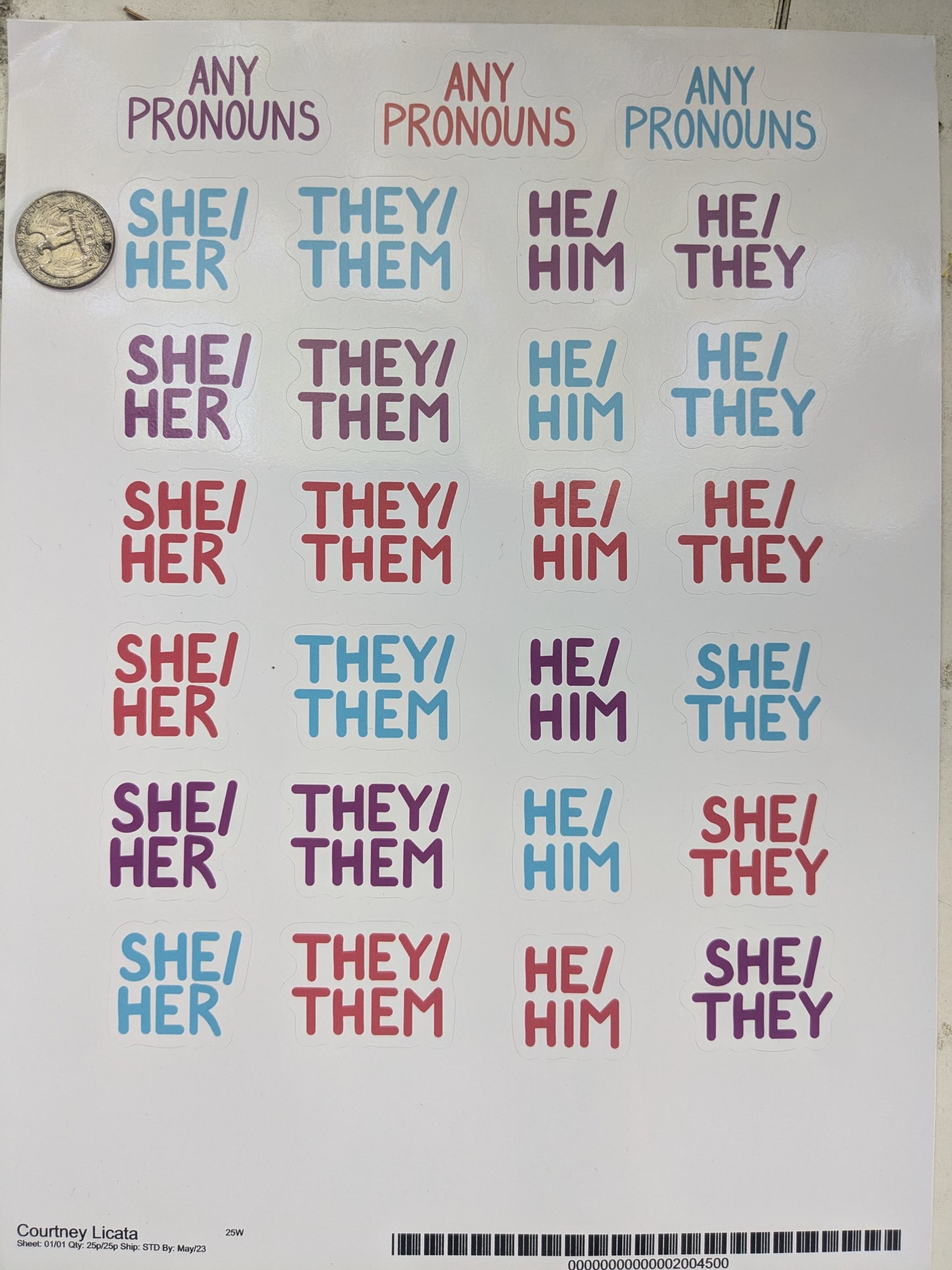 Pronoun Sticker Sheet